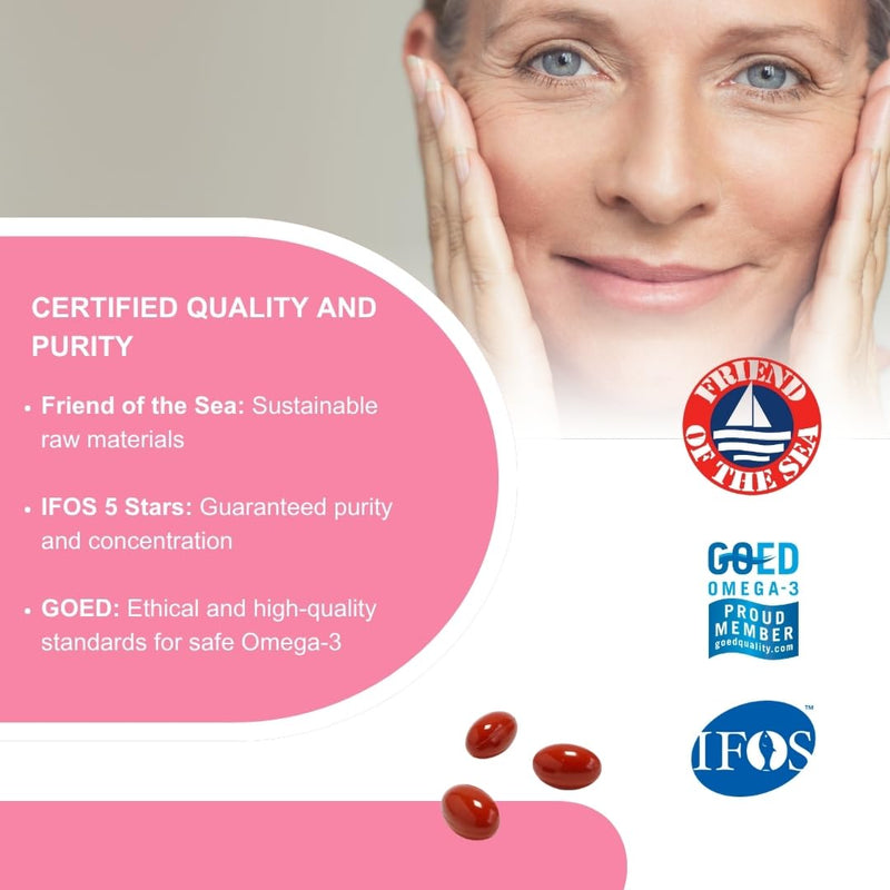OMEGOR Antiage Skin Supplement with Omega 3 EPA/DHA and Omega 6 GLA, Resveratrol, Turmeric, Alpha Lipoic Acid, Coenzyme Q10, Tocotrienols, 60 Capsules