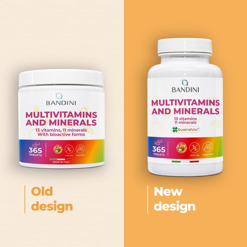 Bandini® Multivitamin | 365 High Strength Tablets (1 Year Supply) | Complex of 24 Vitamins and Minerals | Support Energy Metabolism and Immune Function | for Men and Women