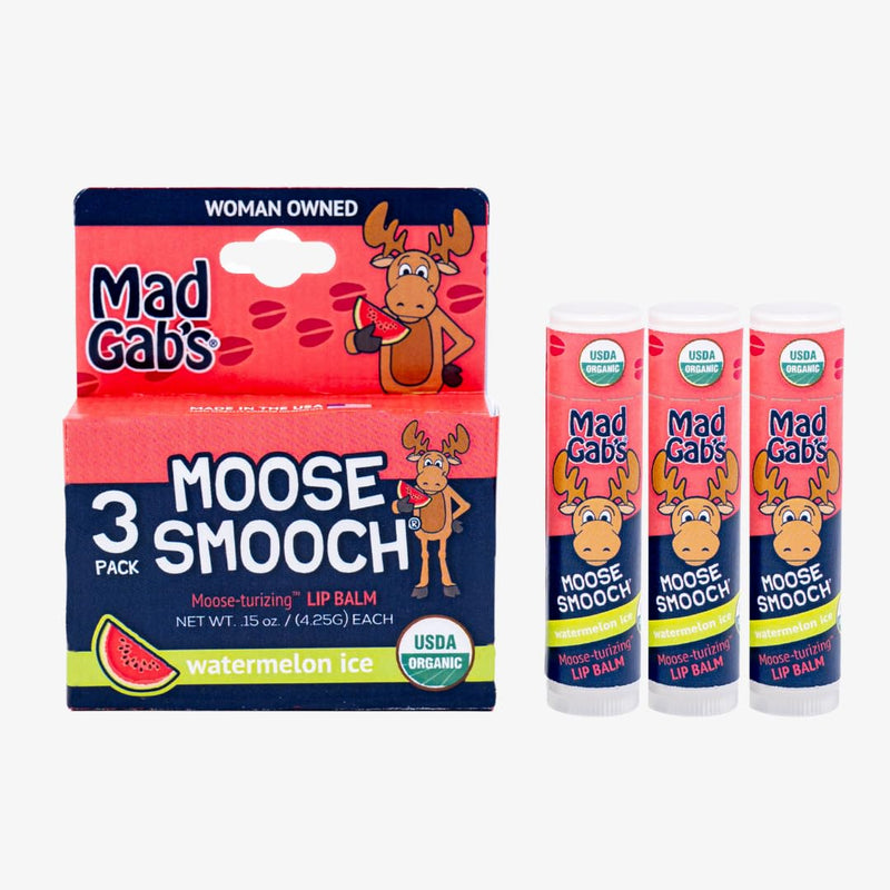 Mad Gab's Moose Smooch Lip Balm | Moisturizing and Certified Organic | Made with Organic Olive Oil and Beeswax (Watermelon Ice) Watermelon Ice