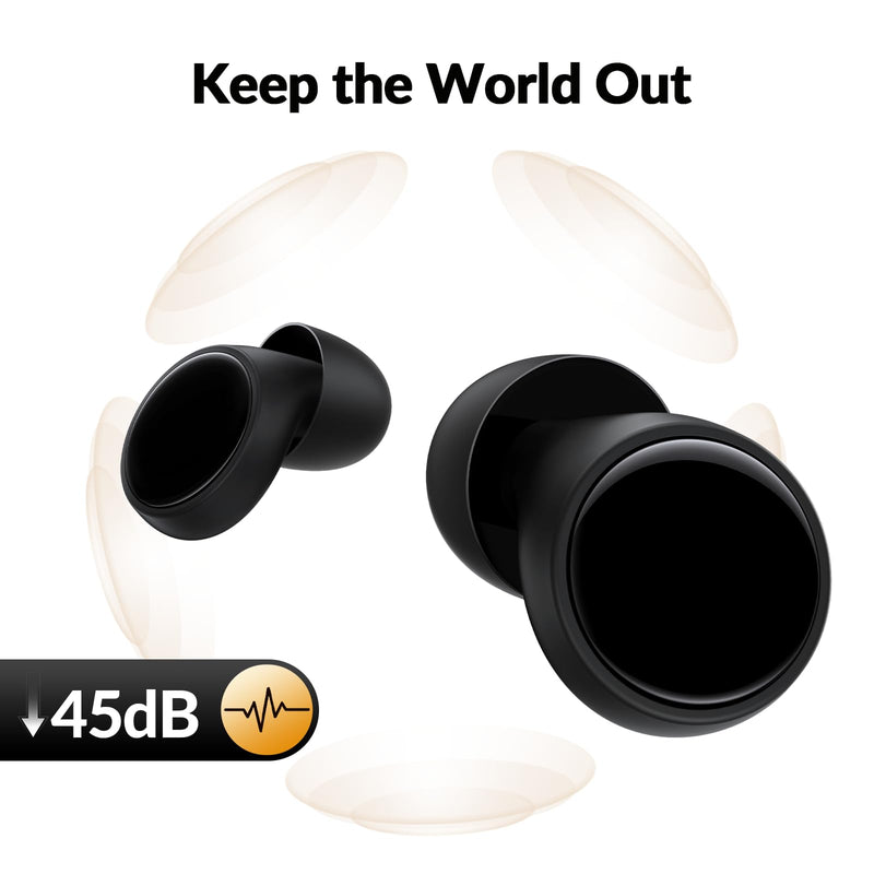 [Australia] - Ear Plugs for Sleeping 45dB Noise Cancelling Ear Plugs for Concerts, Focus, Travel, Work Silicone Hearing Protection Earplugs with 8 Tips (XS-L) Reusable Noise Reduction Ear Plug for Snoring Black 