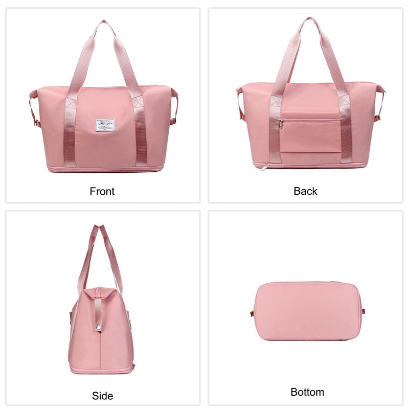 Travel Duffle Bag Women Sport Bag Expandable Holdall Large Carry on Bag Gym Tote Bag Shoulder Bag for Vacation Sports Weekend Grey