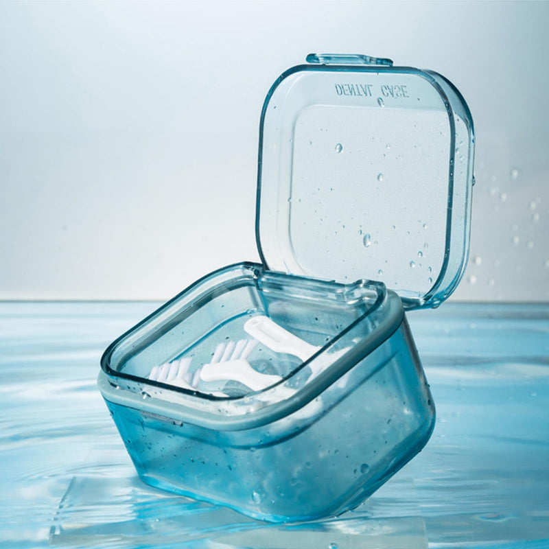 [Australia] - Denture Bath Case Cup Retainer Case Three-Layer Portable Denture Bath Case Denture Cleaning Case Denture Soaking Container Denture Holder with 2 Denture Brush & Denture Extractor 