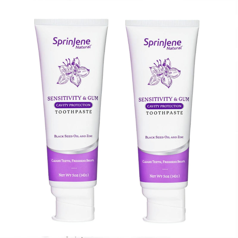 SprinJene Natural Sensitivity & Gum, Fluoride Toothpaste for Sensitive Teeth | Natural Toothpaste for Cavity Protection | 2 Pack Mint - Gum Cavity Protection Pack of 2