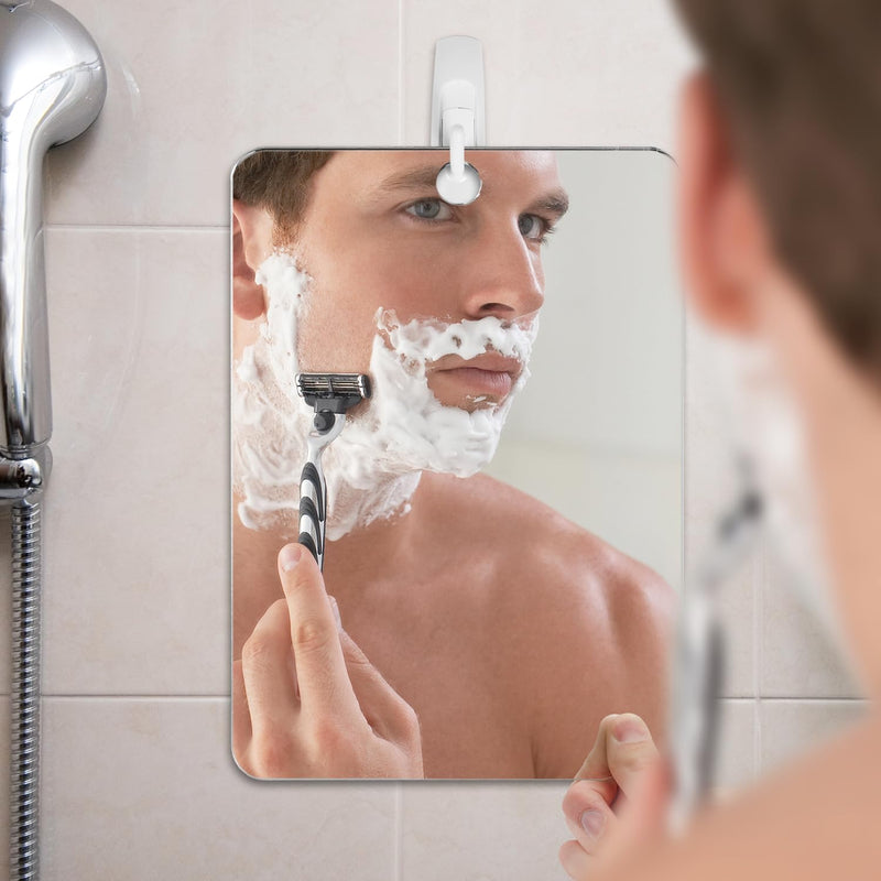 [Australia] - Shave Well XL Anti-Fog Shaving Mirror | X-Large Fogless Hanging Bathroom Shower Mirror with Handheld Option for Men and Women | Includes Long-Lasting Removable Adhesive Hook for Wall 11.6"L x 7.1"W 