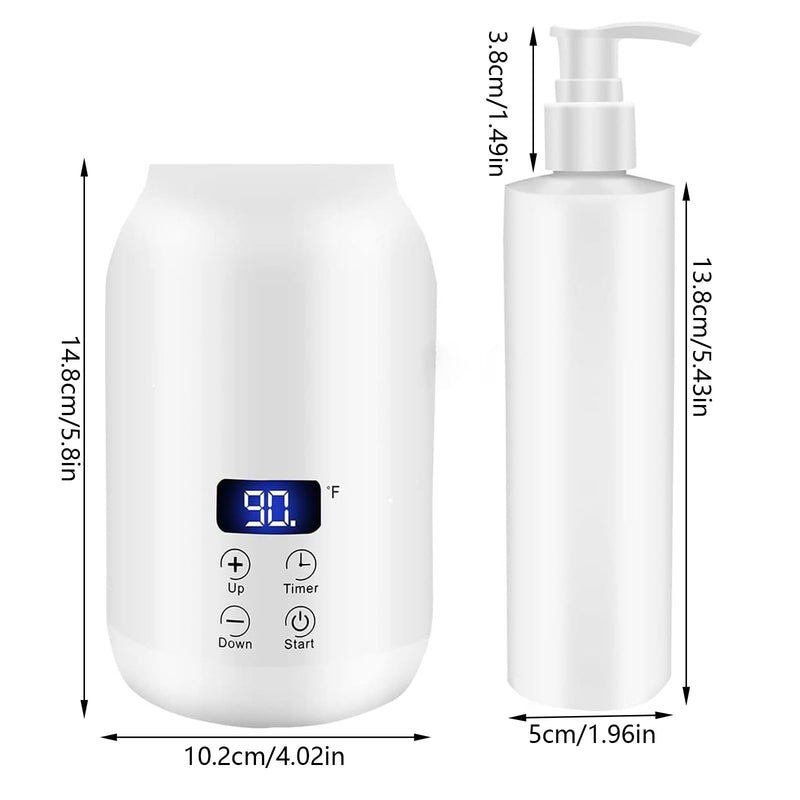 [Australia] - Massage Oil Warmer with Two Oil Bottles, Electric Massage Cream Lotion Heater Bottle Dispenser Pump Funnel with Adjustable Heating Temperature and Timer for Home Salon Barber Shops White 