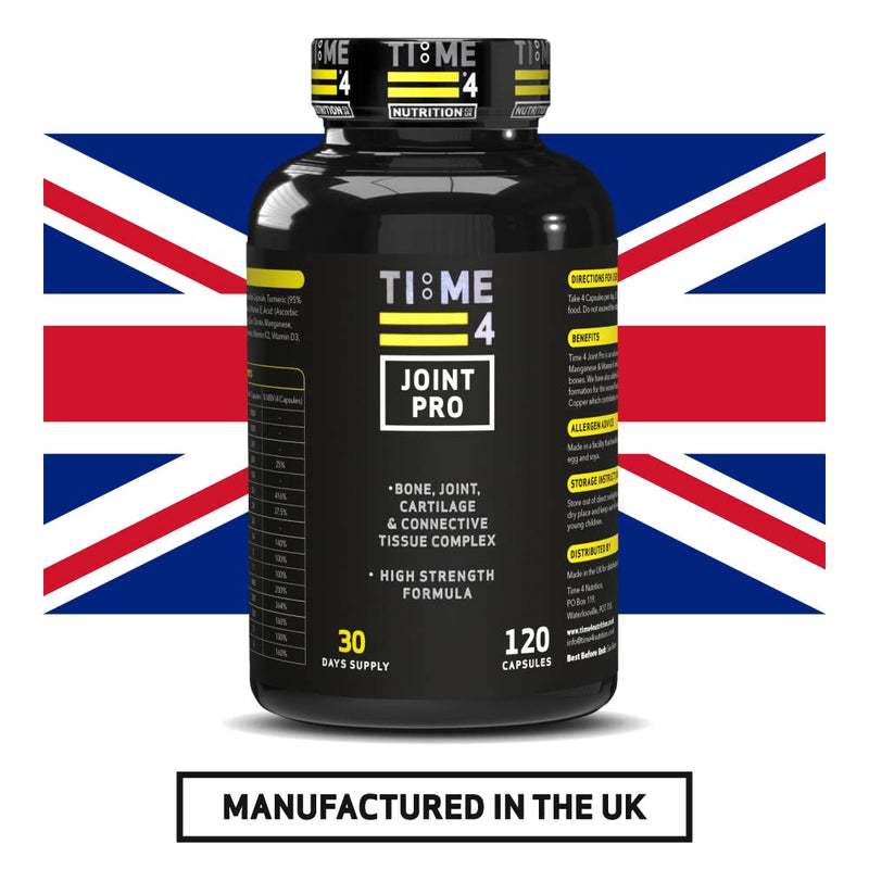Time 4 Joint Pro – Joint Care Joint Health Supplements glucosamine and chondroitin high Strength Turmeric, 120 x Capsules, 30 Days Supply, Bone, Joint, Cartilage & Connective Tissue Complex