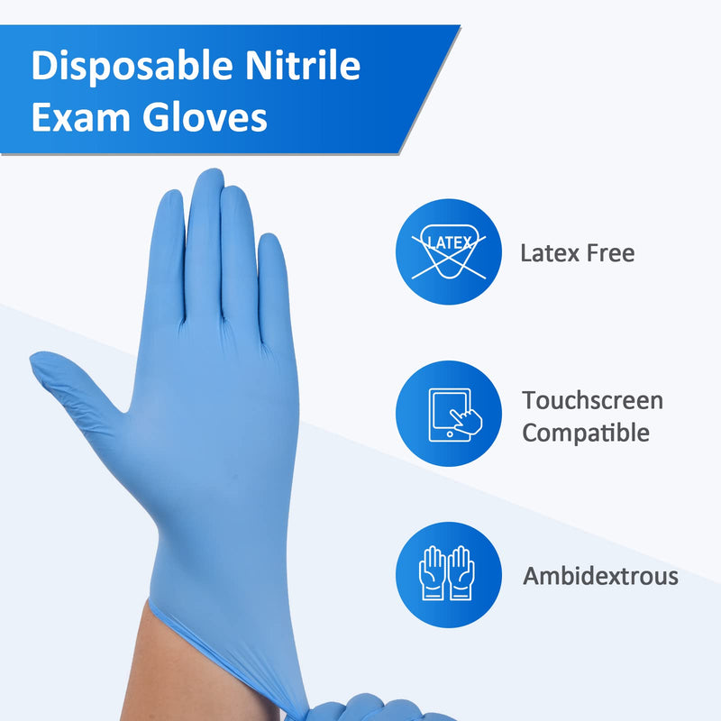 [Australia] - Schneider Nitrile Exam Gloves, Blue, 4 mil, Powder-Free, Latex-Free, for Medical Exam, Cleaning and Food Prep, Non-Sterile 100 Medium 