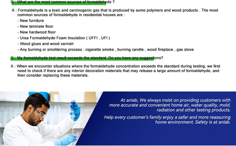 Air Formaldehyde (HCHO) DIY Test Kit - Used for Air Quality Testing, Detector Used for Home, Residential, Business, Hotel, Hospital, School, Furniture, Auto (Pack of 1)