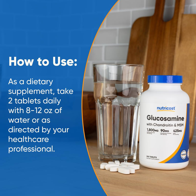 Nutricost Glucosamine 1800mg with Chondroitin & MSM, 240 Tablets, 120 Servings - Non-GMO, Gluten Free (Pack of 2) 240 Count (Pack of 2)