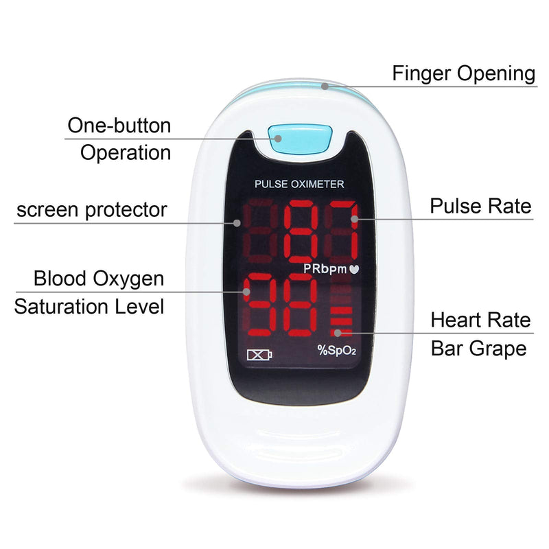 [Australia] - CONTEC CMS50M Fingertip Pulse Oximeter Blood Oxygen Saturation Monitor with Lanyard Blue White Color 