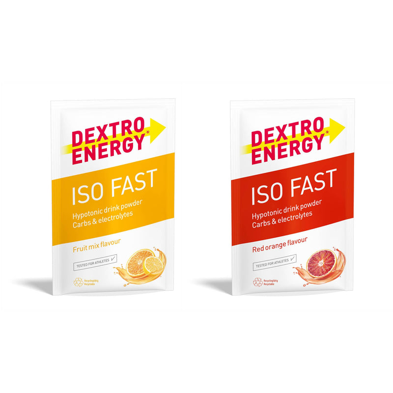 [Australia] - DEXTRO ENERGY ISO FAST FRUIT MIX (12x56g sachets) - hypotonic electrolyte powder with sodium, magnesium, potassium and chloride, fast carbohydrate and mineral supply, gluten-free, lactose-free 56 g (pack of 12) 