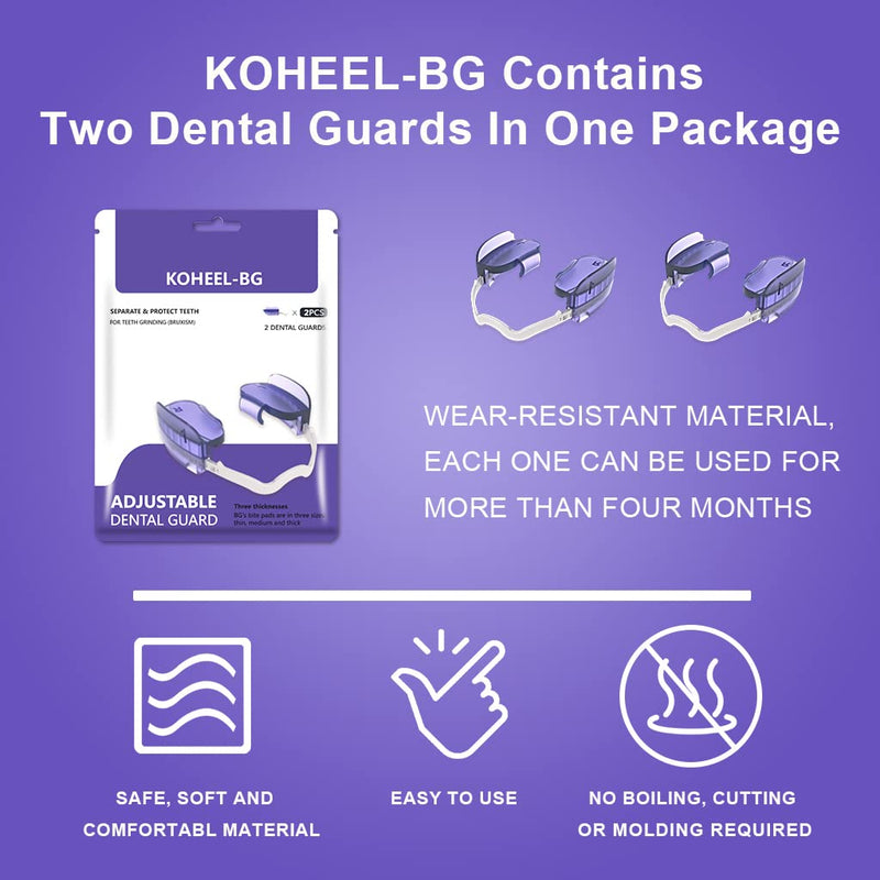 [Australia] - KOHEEL Adjustable Bite Splint for Bruxism, Bite Splint for Teeth Grinding, Instant Wear Bite Splint, Pack of 2 (Thick, for Severe Teeth Grinding) Thick for Severe Teeth Grinding 