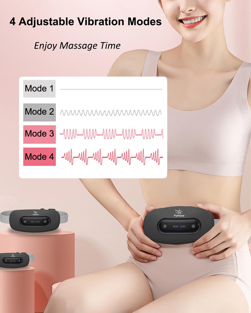 [Australia] - Electric Heating Pad, Portable Cordless Menstrual Heating Pad with 4 Heat Levels and 4 Massage Modes, Fast Large Heating Belly Wrap Belt for Cramps, Back Pain Relief Gifts for Women Girls Her(Black) Black 