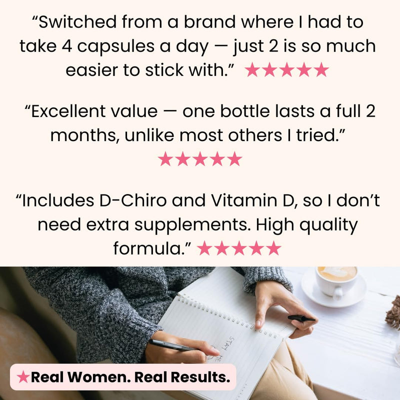 Inositol Capsules for Women – Myo & D-Chiro Inositol Complex for PCOS & Hormone Balance | 120 Capsules (2 Month Supply) | with Folic Acid & Vitamin D3 120 count (Pack of 1)