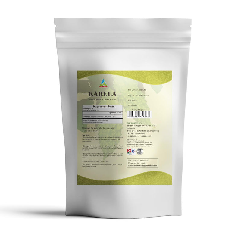 [Australia] - HERBAL HILLS Bitter Melon/Bitter Gourd/Karela Powder (Momordica Charantia) | 16oz (454 GMS) | Best for Eye & Skin Health 