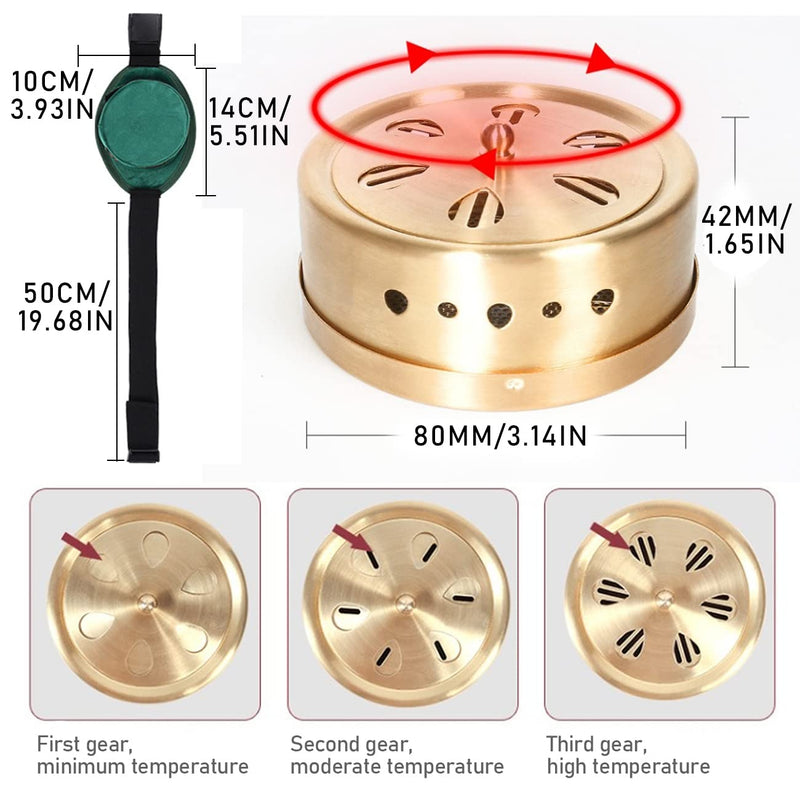 [Australia] - Barelove Smokeless Copper Moxa Box, Purifier Copper Tank Moxibustion Treatment Tool Portable Therapy Bag, Great for Waist Neck Knee Shoulder Back Ai Jiu ËâæÁÅ∏Áõí ËâæÁÅ∏ÂåÖ ËâæÁÅ∏ (Not Include Moxa) 
