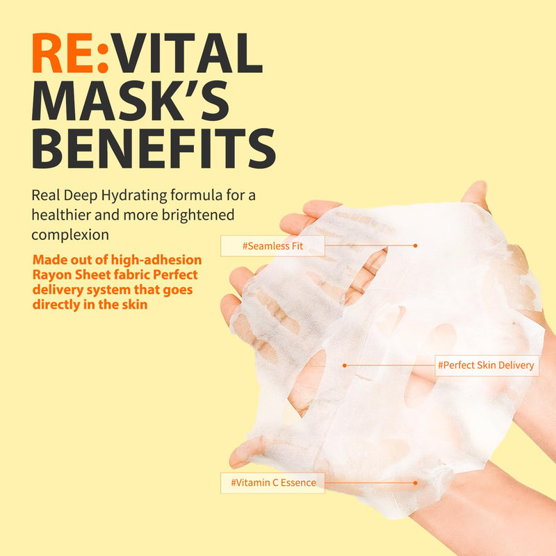 ELT Wellcero Vitamin C (1 Count 5pcs) Korean Face Masks, Brightening Sheet Mask, Soothing Facial Mask, Wrinkle Fighting, Deep Collagen, Korean Skin care a.Vitamin C (1count 5pcs)