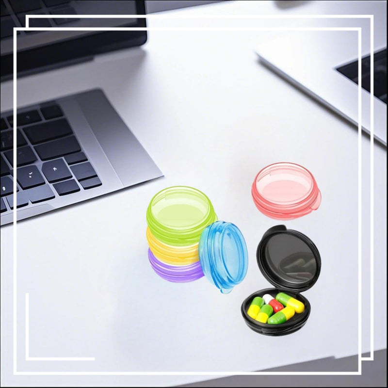 Small Pill Organizer Box Set - 6 Pcs Mini Travel Pill Case Container, Portable Daily Medicine Cases, Compact Travel Vitamin Boxes for Pocket Purse, Pills, Jewelry, Earplugs, or Small Items (6 Colour)