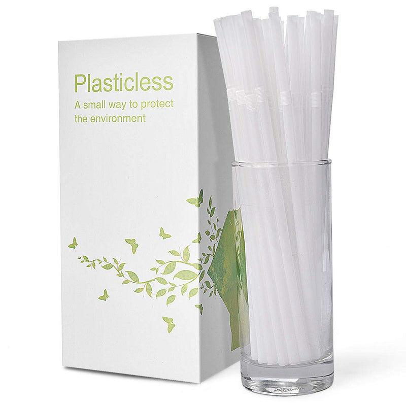 [Australia] - 200 Count 100% Plant-Based Compostable Straws - Plasticless Biodegradable Flexible Drinking Straws - A Fantastic Eco Friendly Alternative to Plastic Straws White 8.25" 200 Count 
