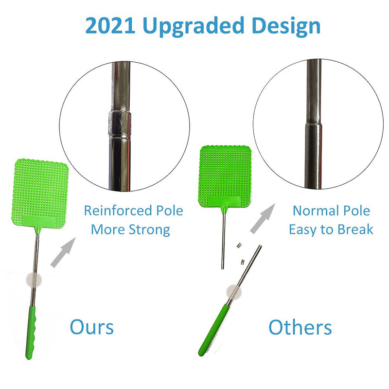 [Australia] - 4Pcs Telescopic Fly Swatters, 29in Long Heavy Duty Retractable Manual Plastic Fly Swatter, Premium Extendable Flyswatter with Long Stainless Steel Pole, Pack of 3 Assorted Colors 