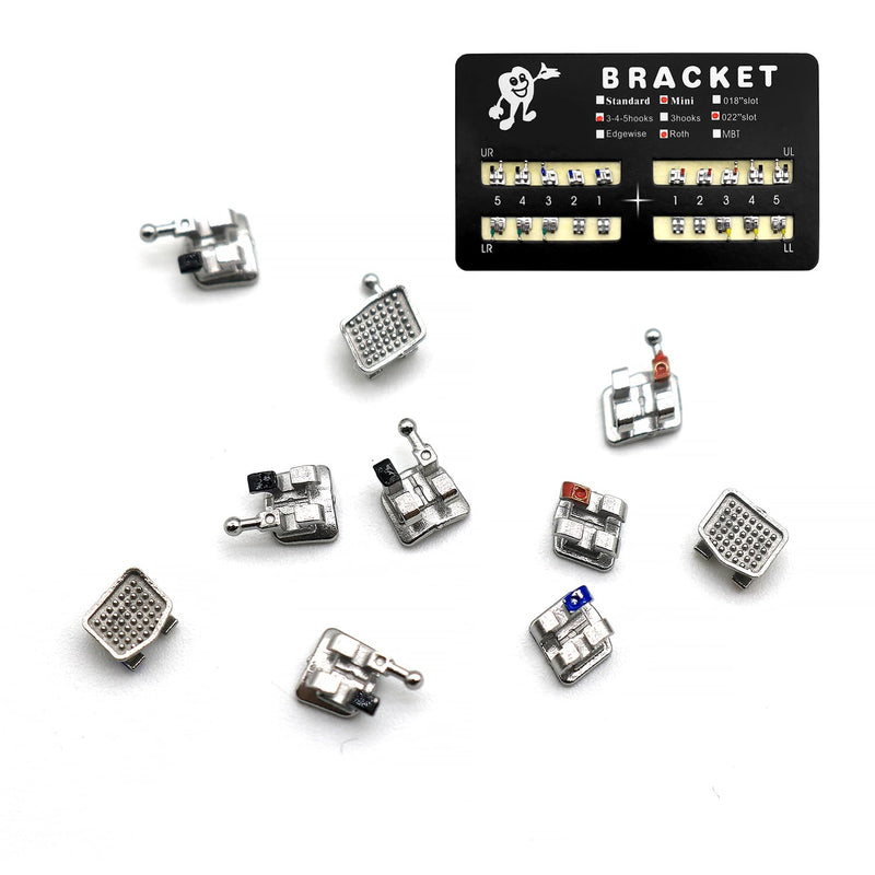 [Australia] - 100pcs/Pack 022 Slot Bondable with Hook on 345 Teeth Model Mini Roth Brackets Roth,5 pieces per pack 20 pieces per pack. (5 pcs) 5 pcs 