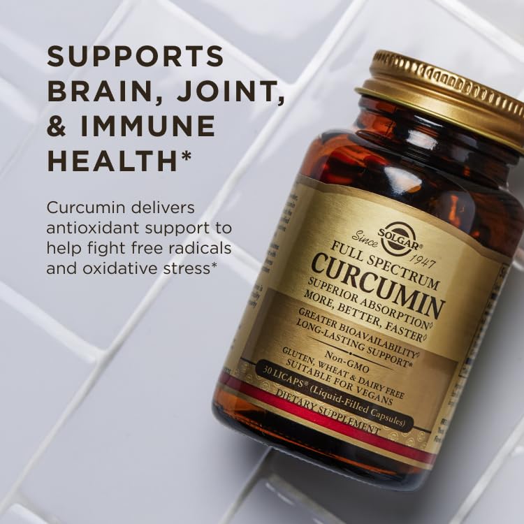 [Australia] - Solgar Full Spectrum Curcumin - 105 LiCaps - Superior Absorption - Brain, Joint & Immune Health - Vegan, Gluten-Free, Non-GMO, Dairy Free - 105 Servings 