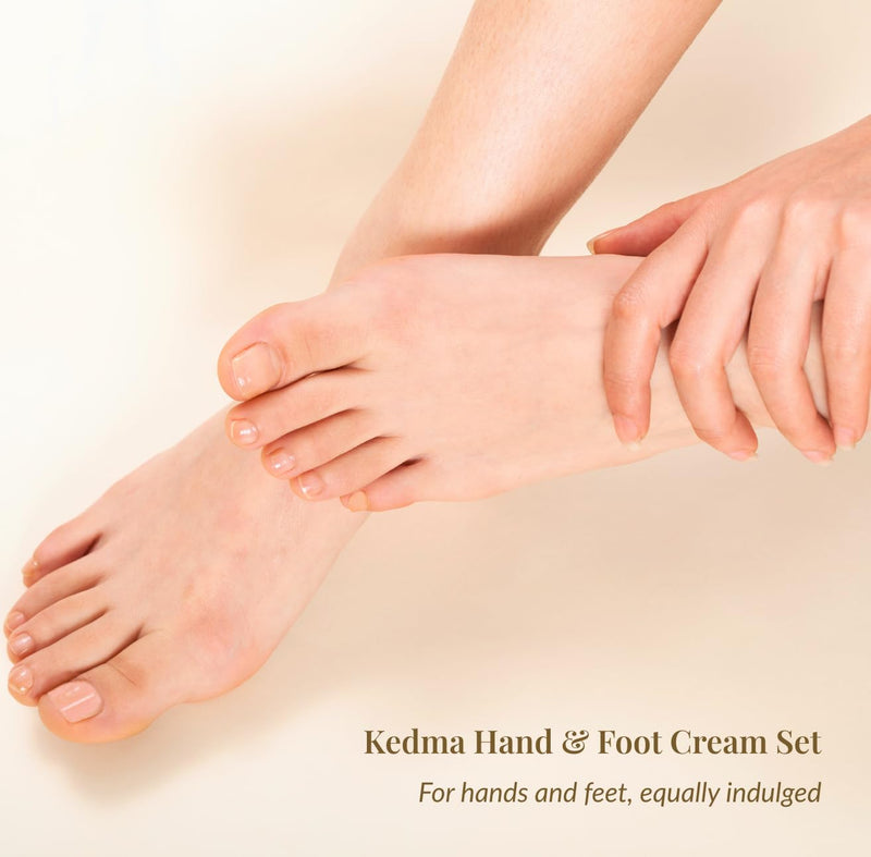 [Australia] - KEDMA Hand & Foot Cream Set – Daily Moisturizing Creams with Dead Sea Minerals, Aloe Vera & Olive Oil – Nourishing Skincare for Dry, Cracked Hands and Feet | 3.4 Oz each / 100g 