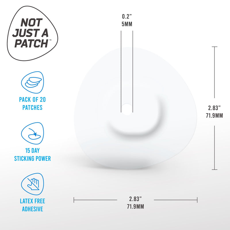 Not Just A Patch Dexcom G7 Adhesive Patches (20 Pack) – Stelo CGM Sensor Patches – Breathable & Sweatproof Design with Precision-Cut Hole for Ventilation, Secure Fit & Long-Lasting Hold - Transparent