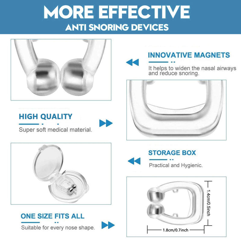 [Australia] - Anti Snoring Devices(8 Pack), Silicone Magnetic Stop Snoring Solution, Comfortable & Professional Anti Snoring Nose Clip for Men and Women 5.6 Inch 