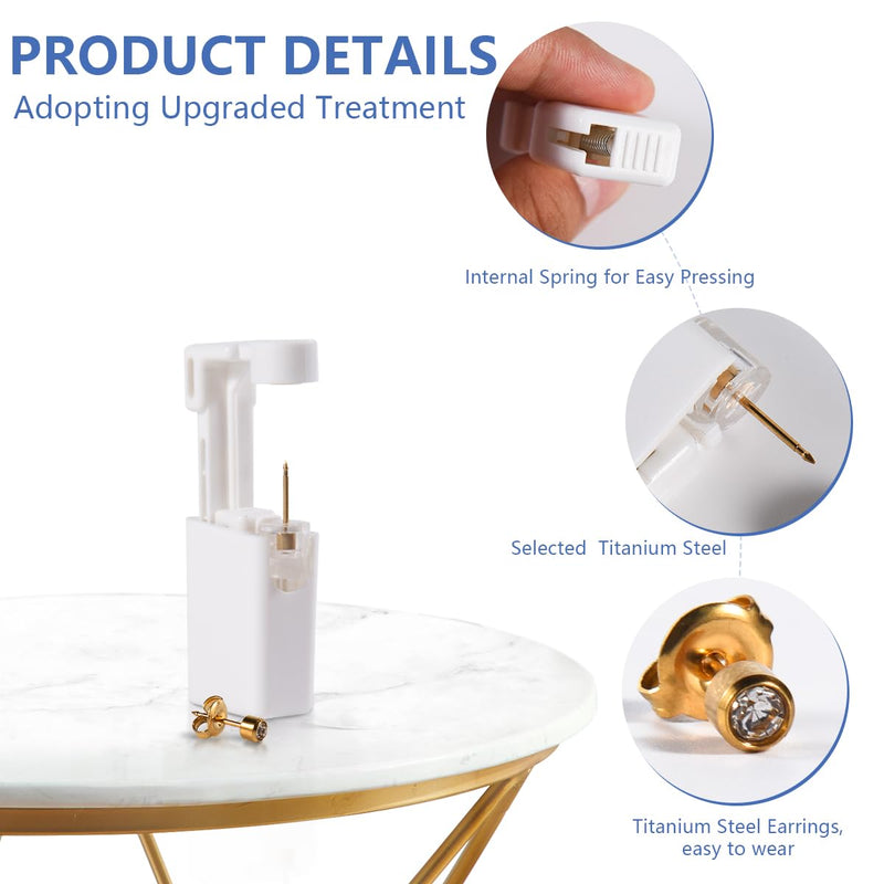 [Australia] - Ear Piercing Gun, 2 Pcs Disposable Sterile Ear Nose Piercing Kit Safety Tool With Ear Stud Piercing Kit (Gold) 
