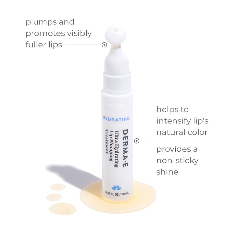 DERMA E Ultra Hydrating Lip Plumping Treatment – Advanced Lip Plumper for Enhanced Fullness and Natural Color – Lip Moisturizer with Hyaluronic Acid, Cinnamon and Jojoba Oil, 0.34 Fl Oz