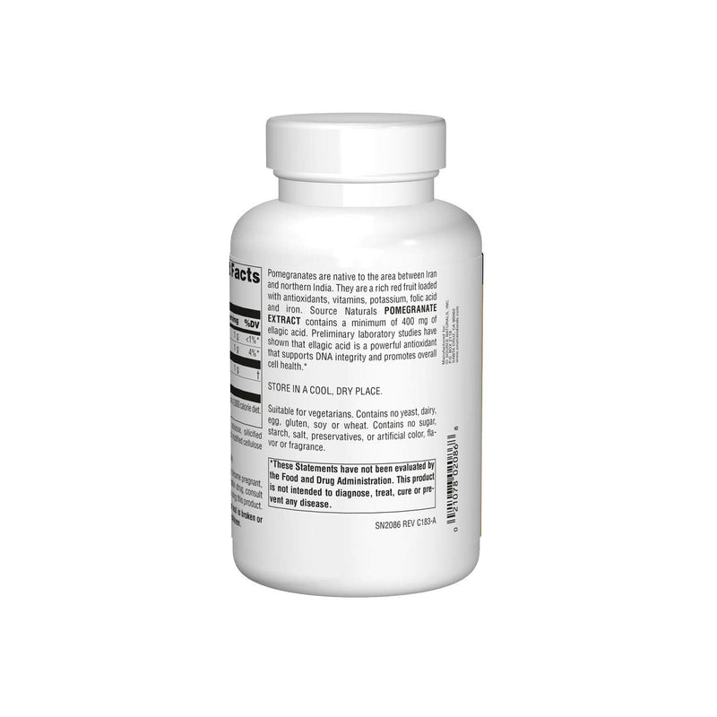 [Australia] - Source Naturals Pomegranate Extract, Antioxidant and DNA Health*, 500 mg | Vegetarian Friendly Pomegranate Fruit Extract Yielding 400 mg Ellagic Acid & Dietary Fiber - 240 Tablets 240 Count (Pack of 1) 