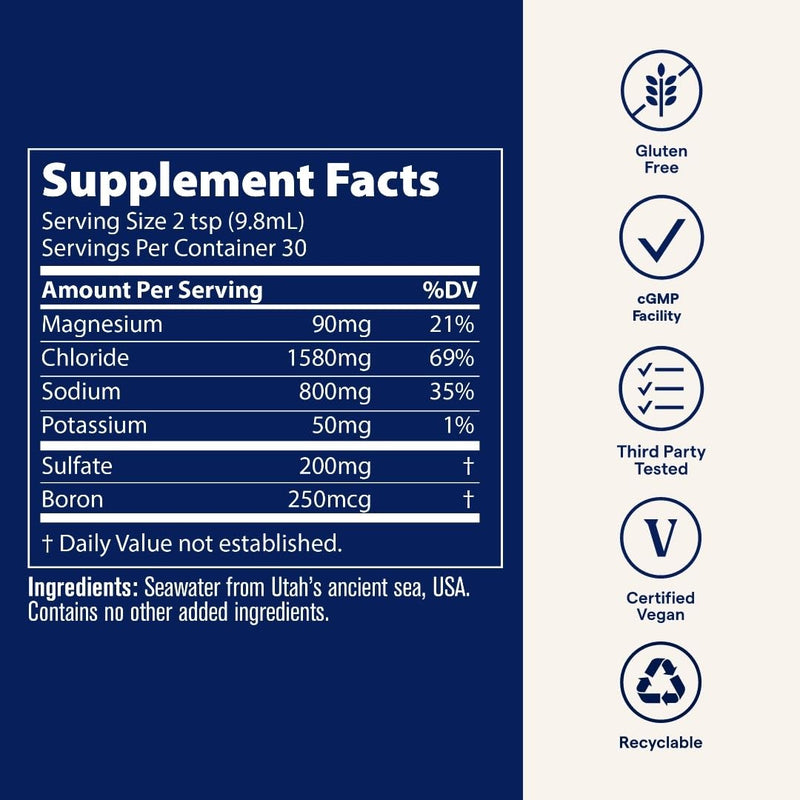 [Australia] - Trace Minerals Utah Sea Minerals - Liquid Nutritional Supplement with Sea Minerals - Energy Supplement with Ionic Trace Minerals, Magnesium & More - Supports Heart Health - 10 fl oz 