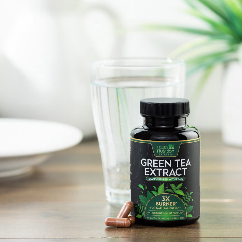 [Australia] - Green Tea Extract Pills - 98% Standardized EGCG 1300mg for Natural Extra Strength Energy - Supports Heart & Antioxidant Health Herbal & Immune Support Supplement Polyphenols Max Potency - 60 Capsules 60 Count (Pack of 1) 