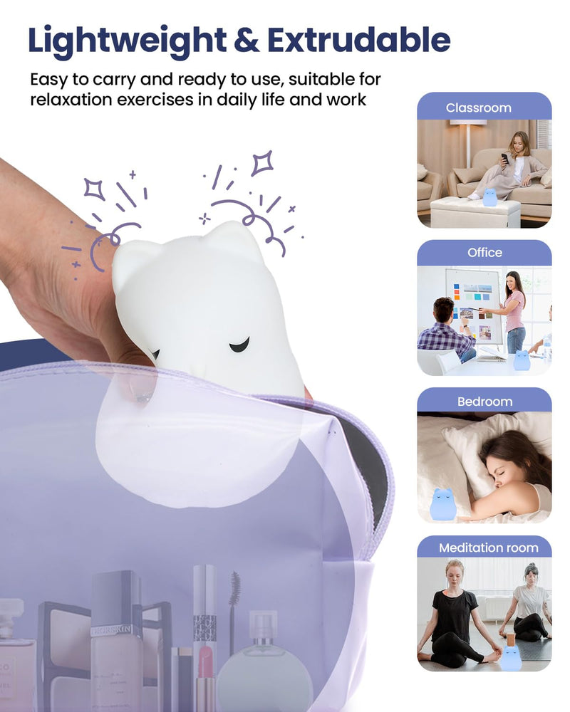 [Australia] - Mindfulness Meditation Breathing Light for Kids Adults, 4 Modes Breathing Counting Tool, Anxiety Stress Relief Items Relaxation Gifts for Women, Counseling Office School Calming Corner Supplies White Bird 