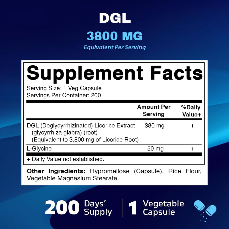 [Australia] - Vitamatic DGL Licorice 10:1 Extract 380 mg (3800mg Equivalent of Licorice Root) - 10X Stronger - Supports Healthy Digestive & Respiratory Functions - 200 Capsules 