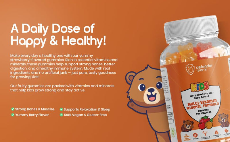Kids Vitamin Gummies – Multivitamin & Mineral Formula, Non‑GMO · Gluten‑Free, 90 Count Chewables for Daily Immune, Growth & Bone Support