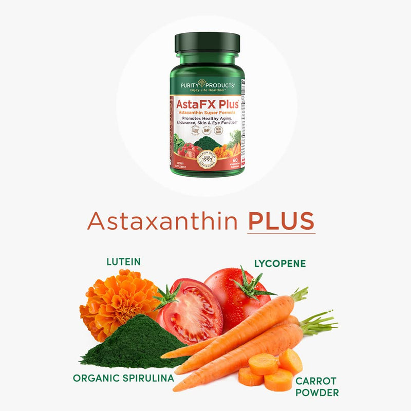 [Australia] - Purity Products AstaFX Plus - Astaxanthin Super Formula - 30 Day Supply from Supports Endurance - Promotes Healthy Skin - Supports Visual Health - Up to 6,000 Times More Powerful Than Vitamin C 