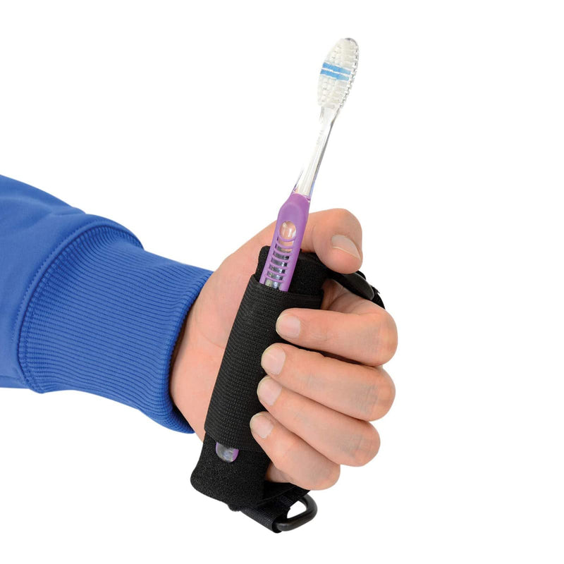 [Australia] - Universal Cuff Utensil Holder Strap Elderly Hand Strap for Holding Holds Utensils Writing Aids Parkinson Arthritis Tremors Patient Eating Assistance (Black) Black 