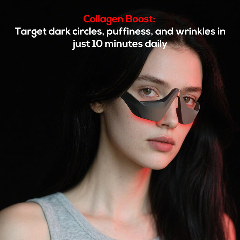 [Australia] - Under-Eye Red Light Therapy Device, & Microcurrent Eye Massager, Puffiness, Eye Bags - Red Light Therapy Glasses for Reducing Wrinkles and Fine Lines 8 Inch 