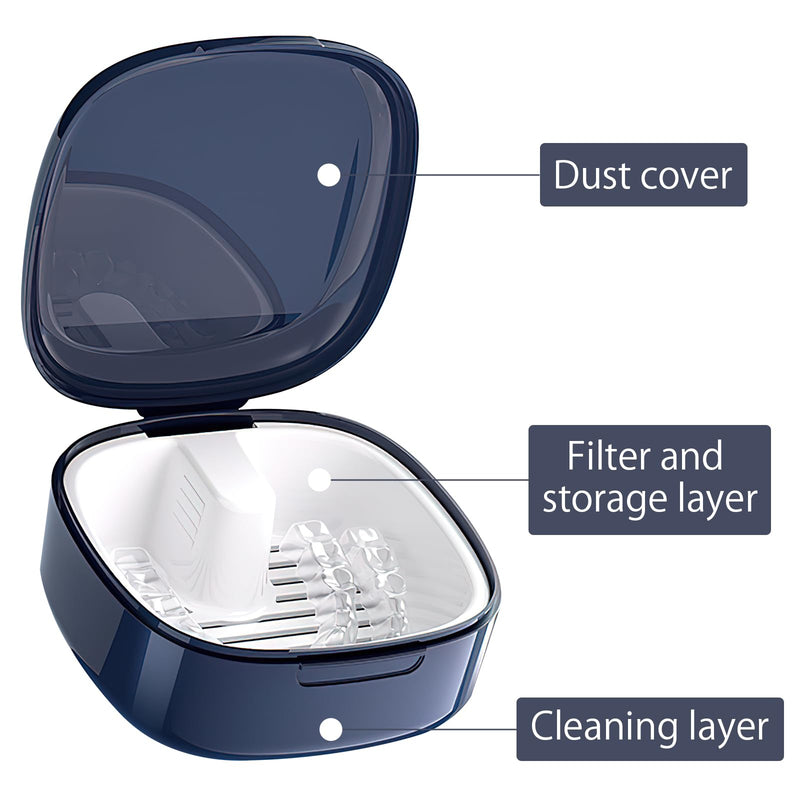 [Australia] - Denture box with sieve, denture box, denture box, retainer container, storage box with hanging denture container, braces box, braces box (blue). 