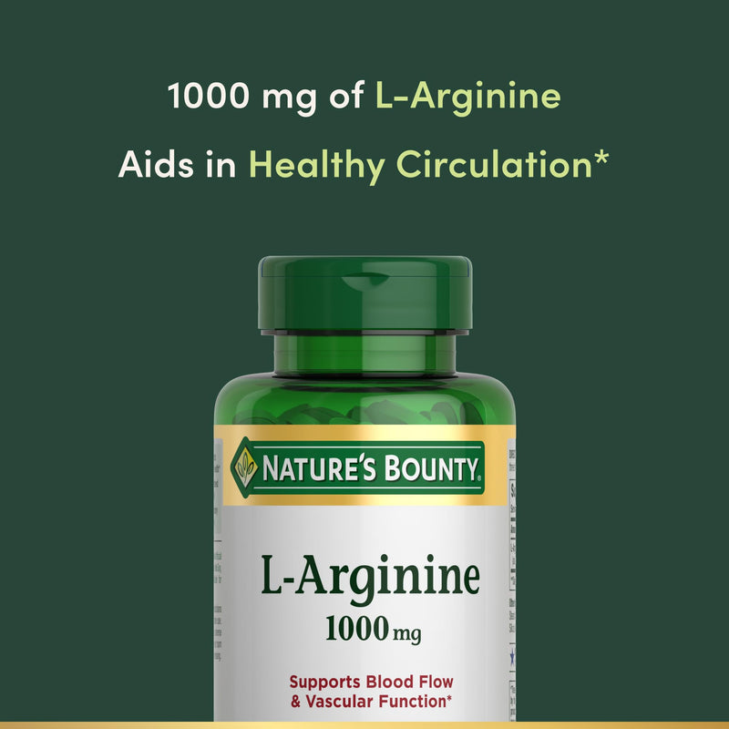 Nature's Bounty L-Arginine 1000mg, Non-GMO, Gluten Free, 50 Tablets Unflavored 50 Count (Pack of 1)