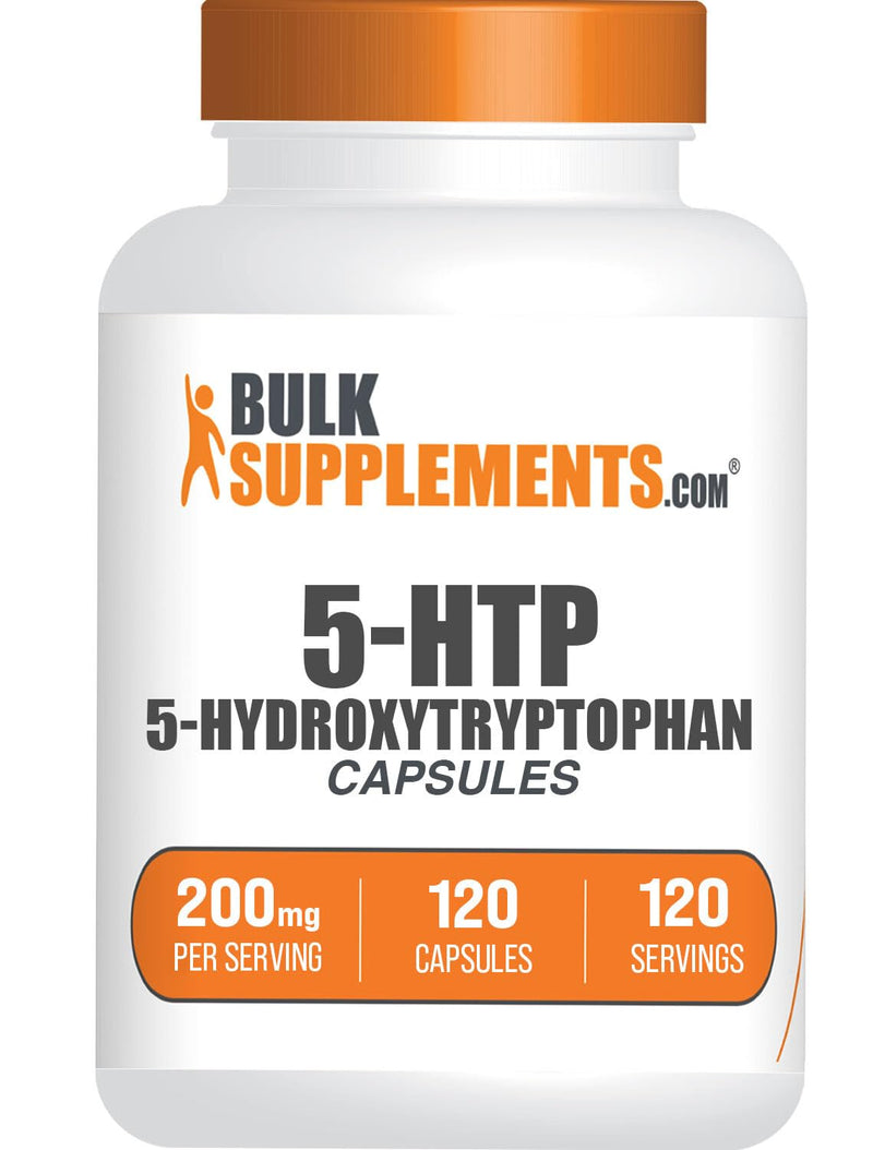 BulkSupplements.com 5-HTP Capsules - 5-Hydroxytryptophan, 5-HTP 200mg, 5 HTP Supplement - Amino Acid Supplement, Gluten Free, 1 Capsule per Serving, 120 Capsules (Pack of 1) 120 Count (Pack of 1)