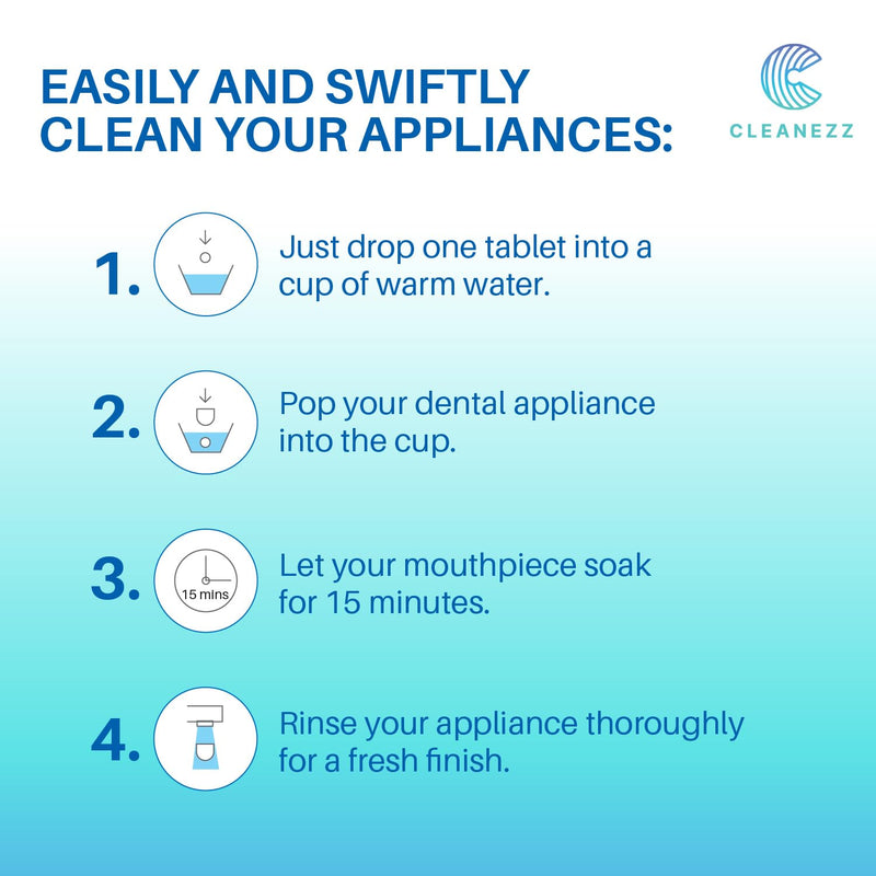 [Australia] - Cleaner Tablets: for Retainers, Dentures, Bottles & More - Odor, Plaque, Stain Removal, Includes Denture Bath, 4-Mo Supply 