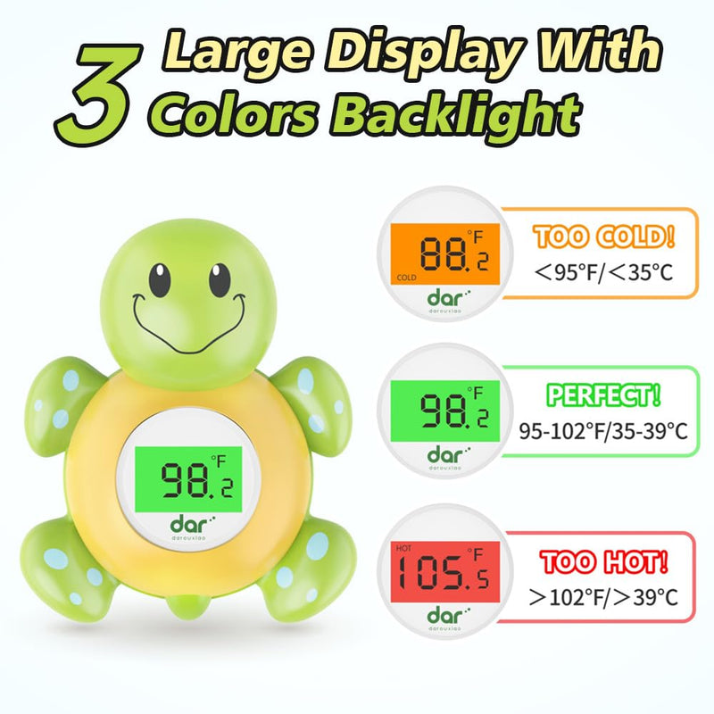[Australia] - Baby Bath Thermometer, Digital Water Temperature Thermometer with 3 Color Backlit and Temperature Warning, Safety Bath Tube Thermometer Floating Toy for Infant, Toddler Green tortoise 