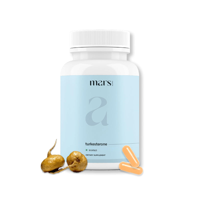 Mars by GHC Turkesterone Capsules with Ginseng & Bioperine | Plant-Based Herbal Supplement | 60 Capsules | Pack of 1