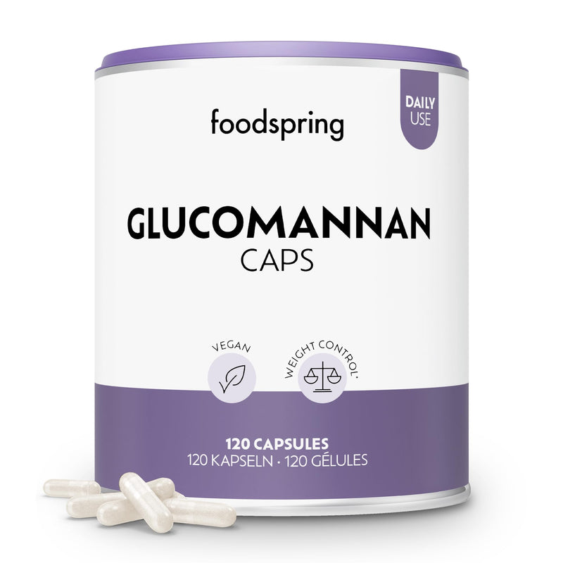 [Australia] - foodspring - Glucomannan capsules 3000 mg per daily dose - Konjac root extract 120 vegan capsules for full weight control - 100% plant-based satiety capsules to support weight loss 