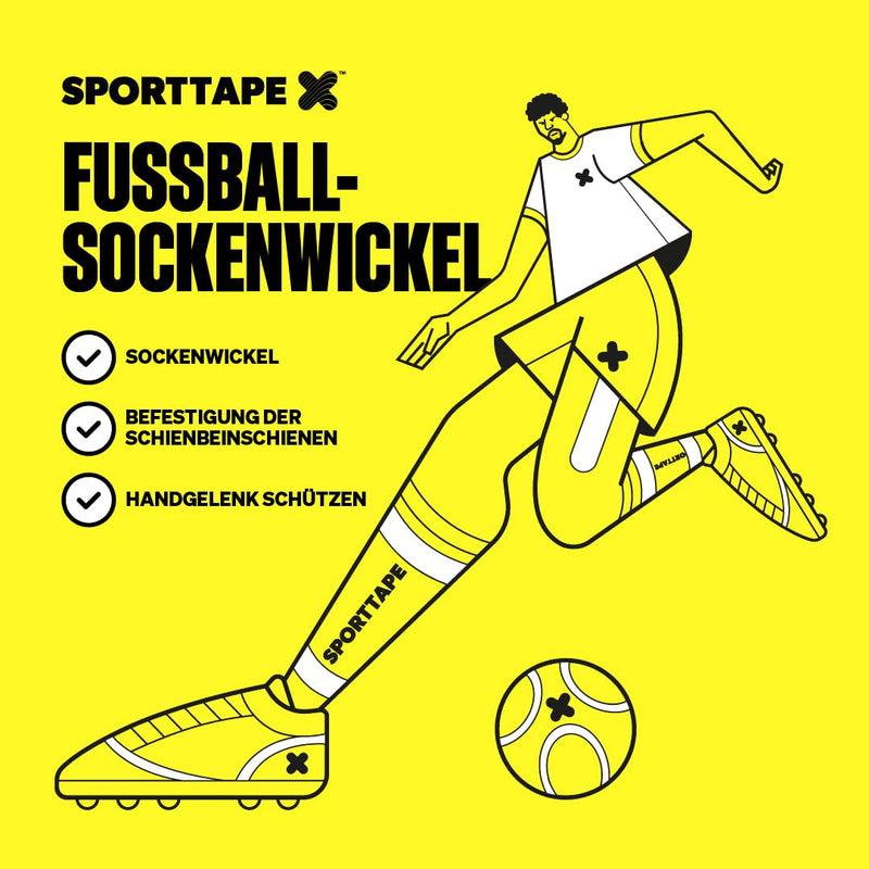 [Australia] - 6 rolls of SPORT TAPE self-adhesive football sock tape - 5 cm x 4.5 m - black - cohesive bandage sock tape sock tape - wrist and ankle bandage for athletes - pet wrap fixing bandage horses, dogs 5 x 450 cm (6 rolls) 