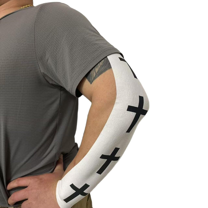 2 Rolls Faith Cross Turf Tape Football - Extra Wide Christian Athletic Turf Tape - Ultra Sticky & Latex Free, Protects from Turf Burn, Waterproof & Flexible (White & Black, 4 inch) White & Black