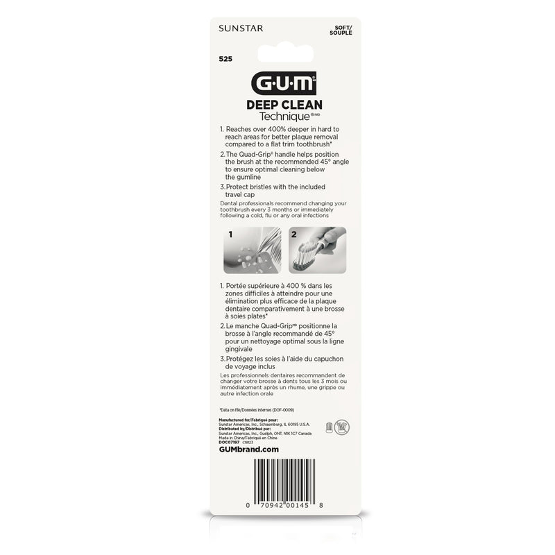 [Australia] - GUM Technique Deep Clean Toothbrush - Compact Soft - Soft Toothbrushes for Adults with Sensitive Gums - Extra Fine Bristles, 1ct (12pk) 1 Count (Pack of 12) Deep Clean Compact Head 